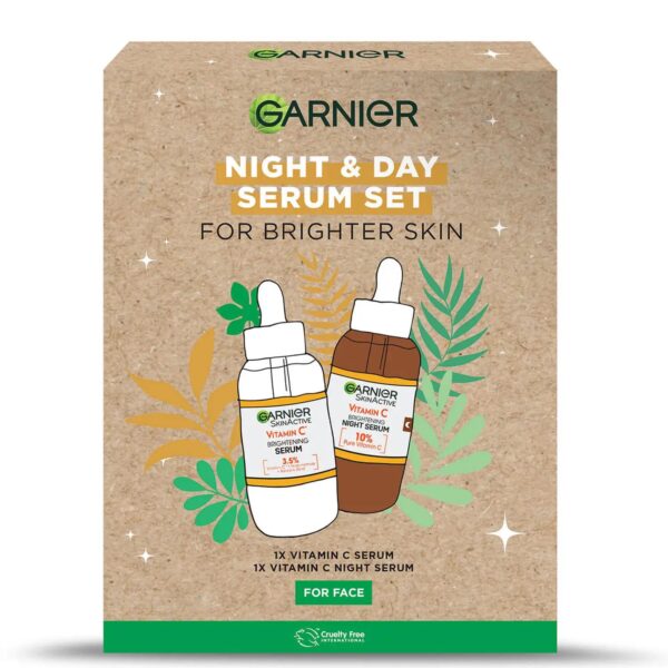 Garnier Vitamin C Day and Night Serum Gift Set for Face Anti-Dark Spots and Brightening