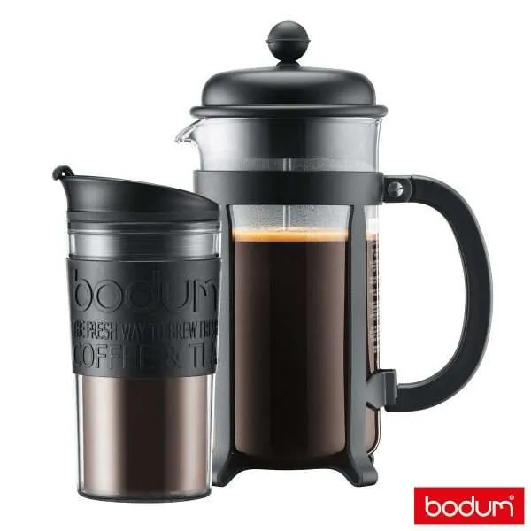 Bodum Java Cafetiere (1L) and Travel Mug (0.35L) Set