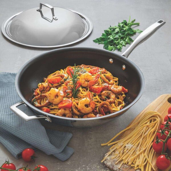 Tramontina Grano Non-Stick Wok with Lid, 32cm / 5.2L