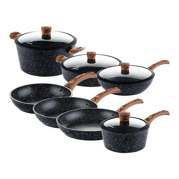 Westinghouse Special Edition Cookware Set Soft Touch, Wood Effect Handles, 11 Piece