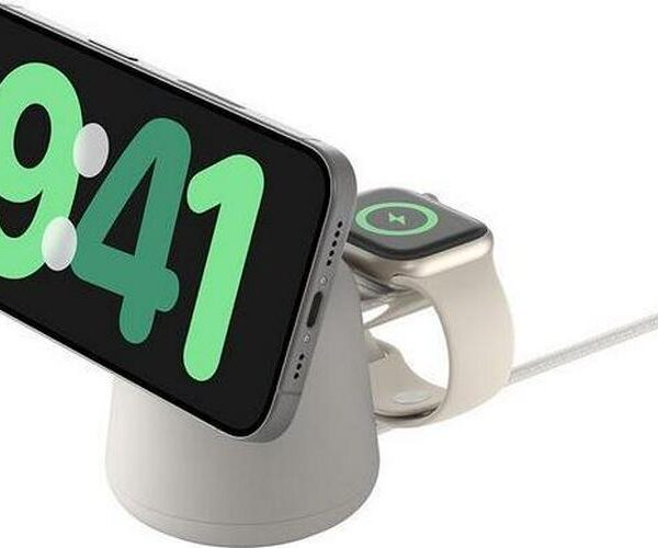 BELKIN BoostCharge Pro 2-in-1 Wireless MagSafe Charging Stand - Sand