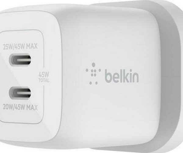 BELKIN WCH011myWH 45 W Dual USB Type-C Wall Charger