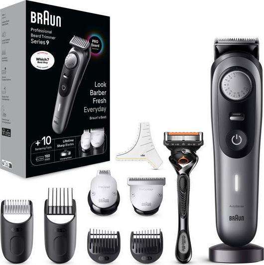 BRAUN Pro Beard Trimmer 9 BT9420 Wet and Dry Beard Trimmer - Black and Grey