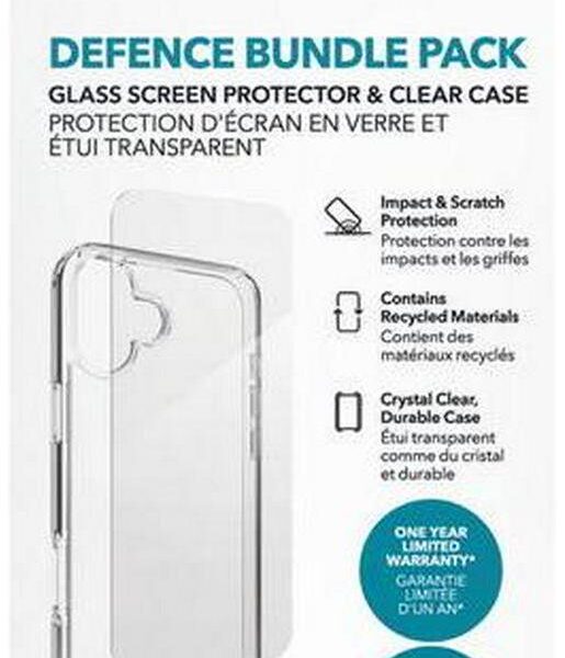DEFENCE iPhone 16 Plus Case and Screen Protector Bundle - Clear