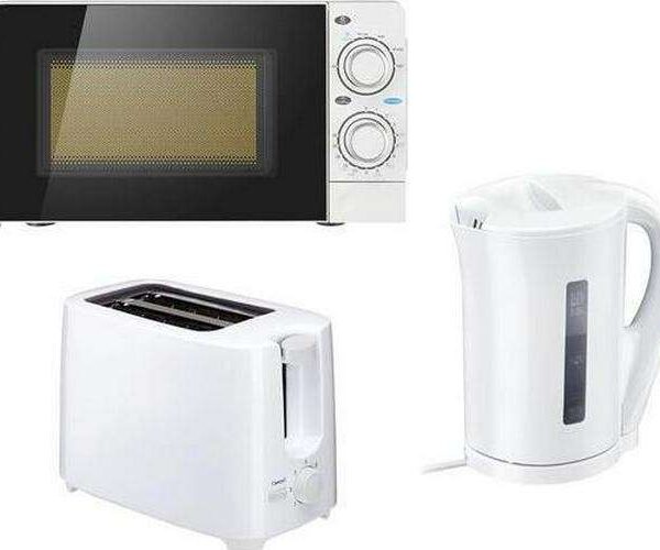 ESSENTIALS CMW21 Compact Solo Microwave, Kettle and 2-Slice Toaster Bundle - White