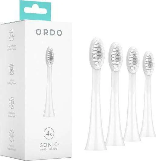 ORDO Sonic+ Replacement Toothbrush Head - Pack of 4, White