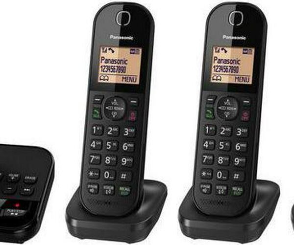 PANASONIC KX-TGC424EB Cordless Phone with Answering Machine - Quad Handsets - Black