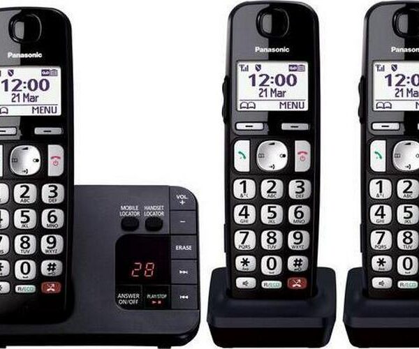 PANASONIC KX-TGE823EB Cordless Phone - Triple Handsets, Black