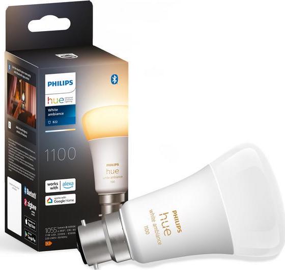 PHILIPS HUE White Ambiance Smart LED Bulb - B22, 1100 Lumens