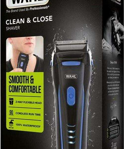 WAHL Clean and Close Wet and Dry Stubble Foil Shaver - Black and Blue