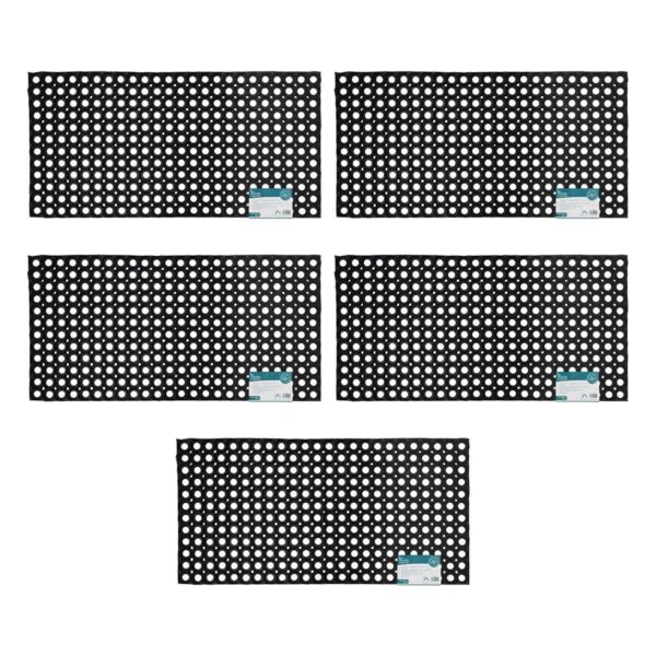 JVL Rondo Contract Rubber Floor Mat, 100 x 50 cm - 5 Pack