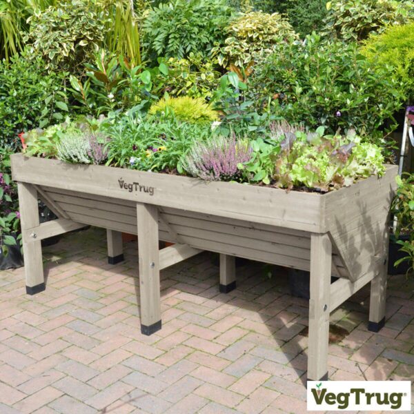 VegTrug 1.8m Medium Raised Wooden Planter in Grey