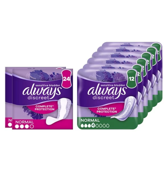 Always Discreet Incontinence Bundle 72 Normal PADS + 48 Normal LINERS