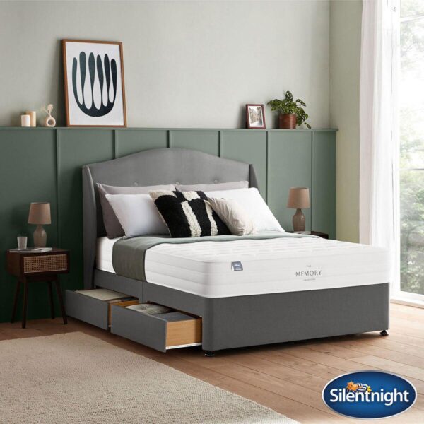 Silentnight Memory Pocket 2000 Mattress and Slate Grey Divan in 4 Sizes