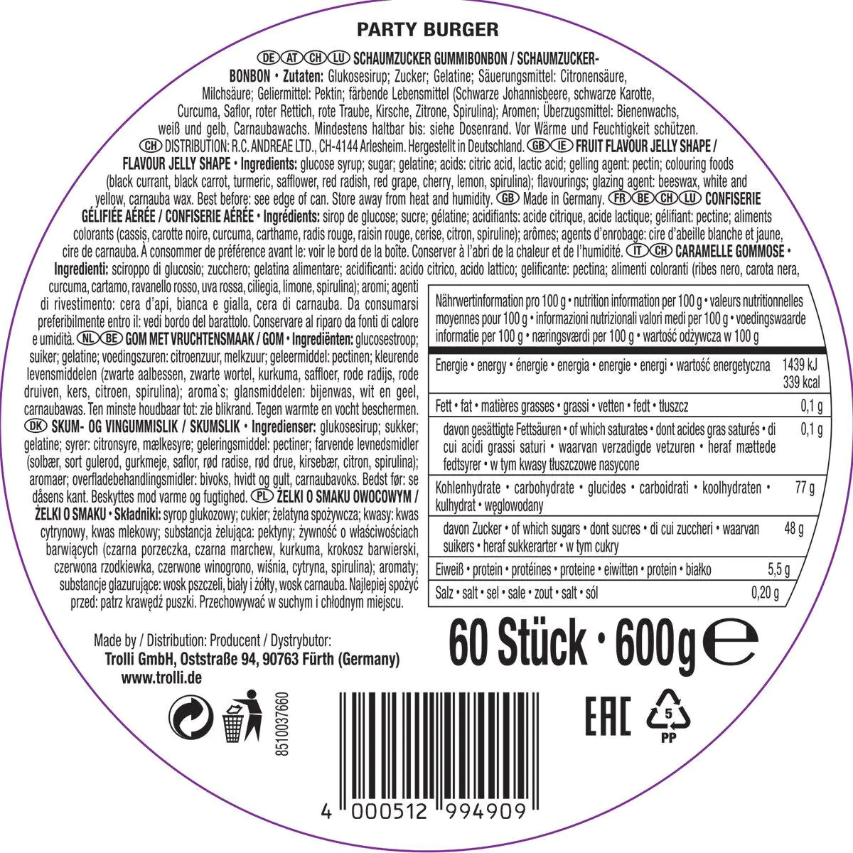 Trolli Party Burger 50330159e250ac3f86470f94c6751612