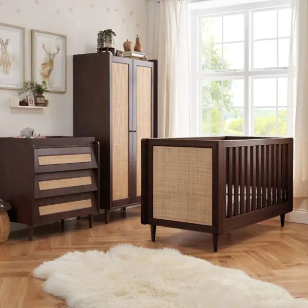Tutti Bambini Japandi 4 Piece Nursery Set, Walnut Finish