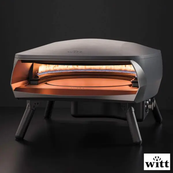 Witt Etna Rotante Gas Powered 16  Pizza Oven 5 Piece Bundle in Graphite