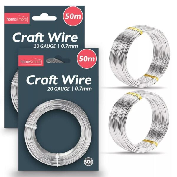 100-150M Craft Wire 20 Gauge Jewellery Modelling Bendy Silver Aluminium Florist