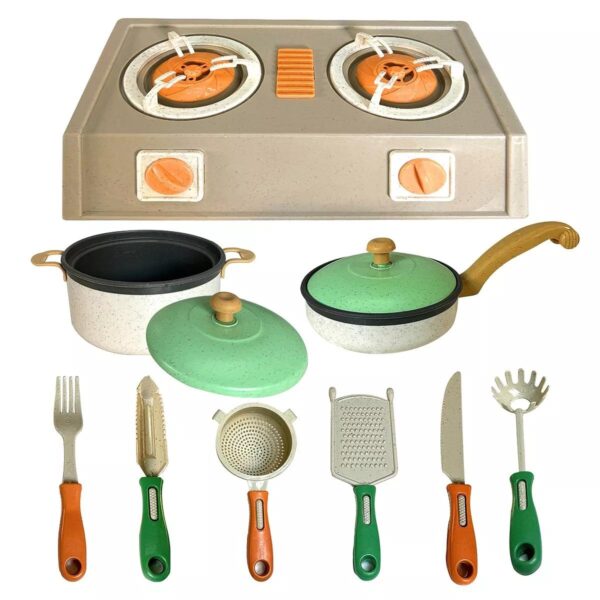 11PCS Realistic Kitchen Set Stove Toy Pretend Play Cooking Kids Role Play Game