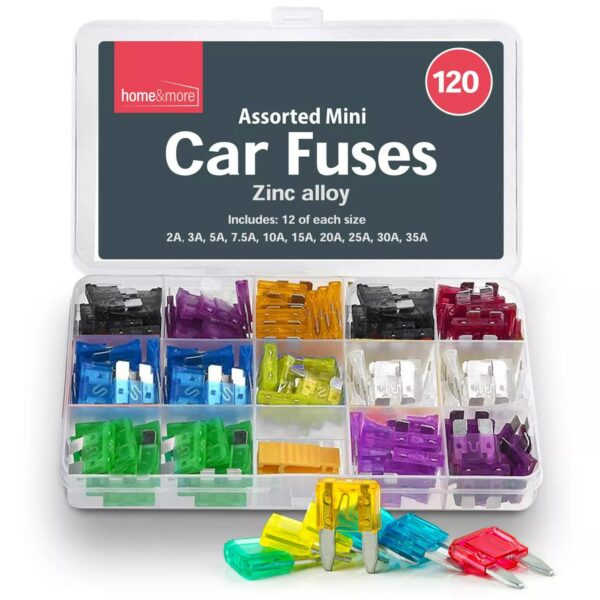 120pk Mini Car Fuses 2-35A Micro Bike Van Auto Fuse Mini Blade Set w/Puller