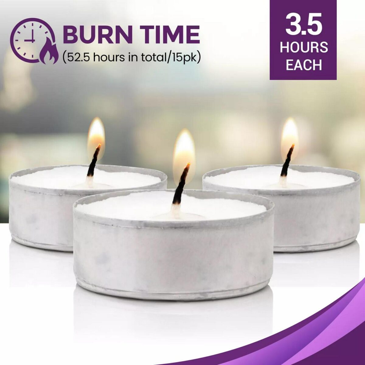 15pk Tea Lights Whit 6108d4b3e9dd3d27a8e1031187752b5e