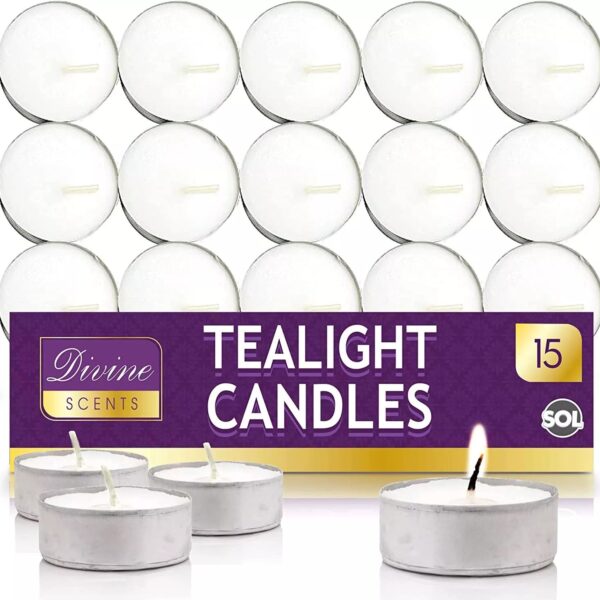 15pk Tea Lights Whit 62af1ac621fa73268231b981ab3a81f4