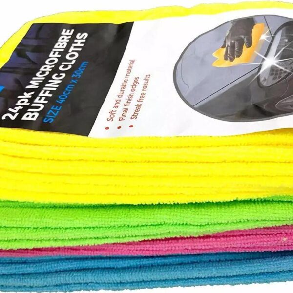 24 Pack of Microfibre Buffing Polish Wax and Cleaning Cloths for Home Caravan Car