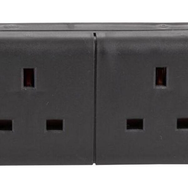 2 Gang Extension Socket, Black-
