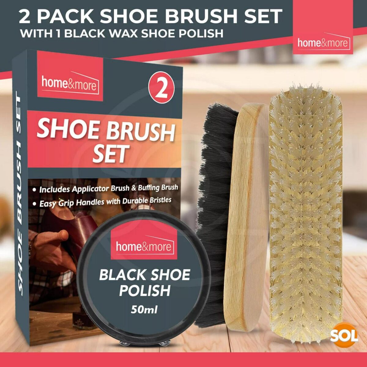 2 Shoe Brush Set Cle cb6a441aa62465ad0ed9a84c55ce6e33