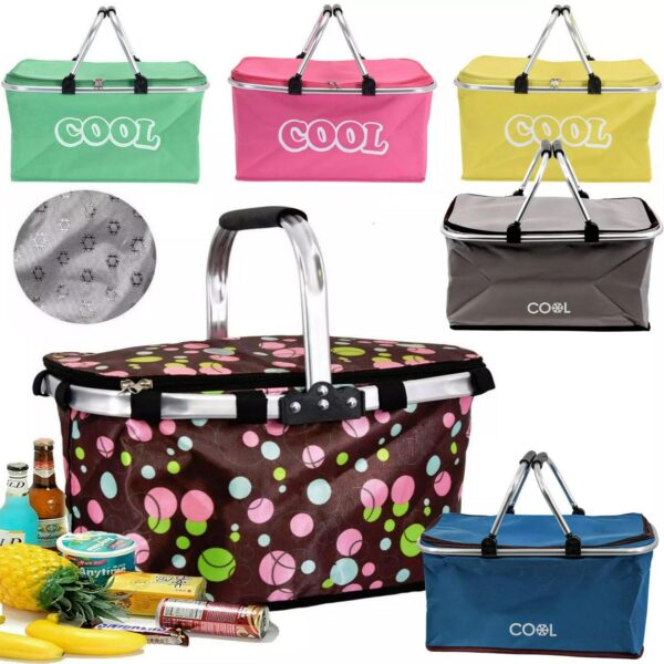35L Folding Picnic Camping Insulated Cooler Cool Hamper Shopping Basket Bag Box