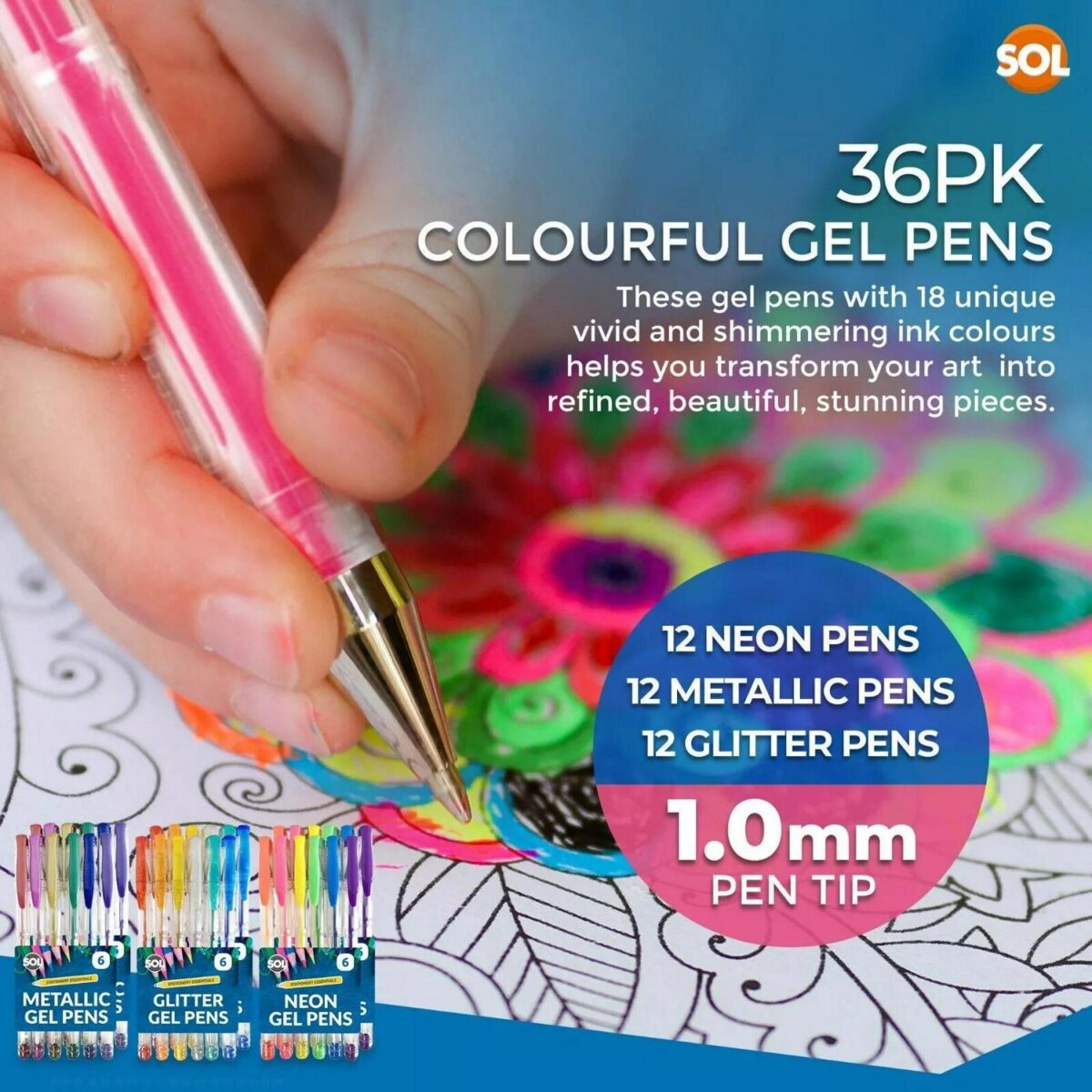 36 144 Pack Gel Pens cd030e996b43730b4c956474fb76f6e1