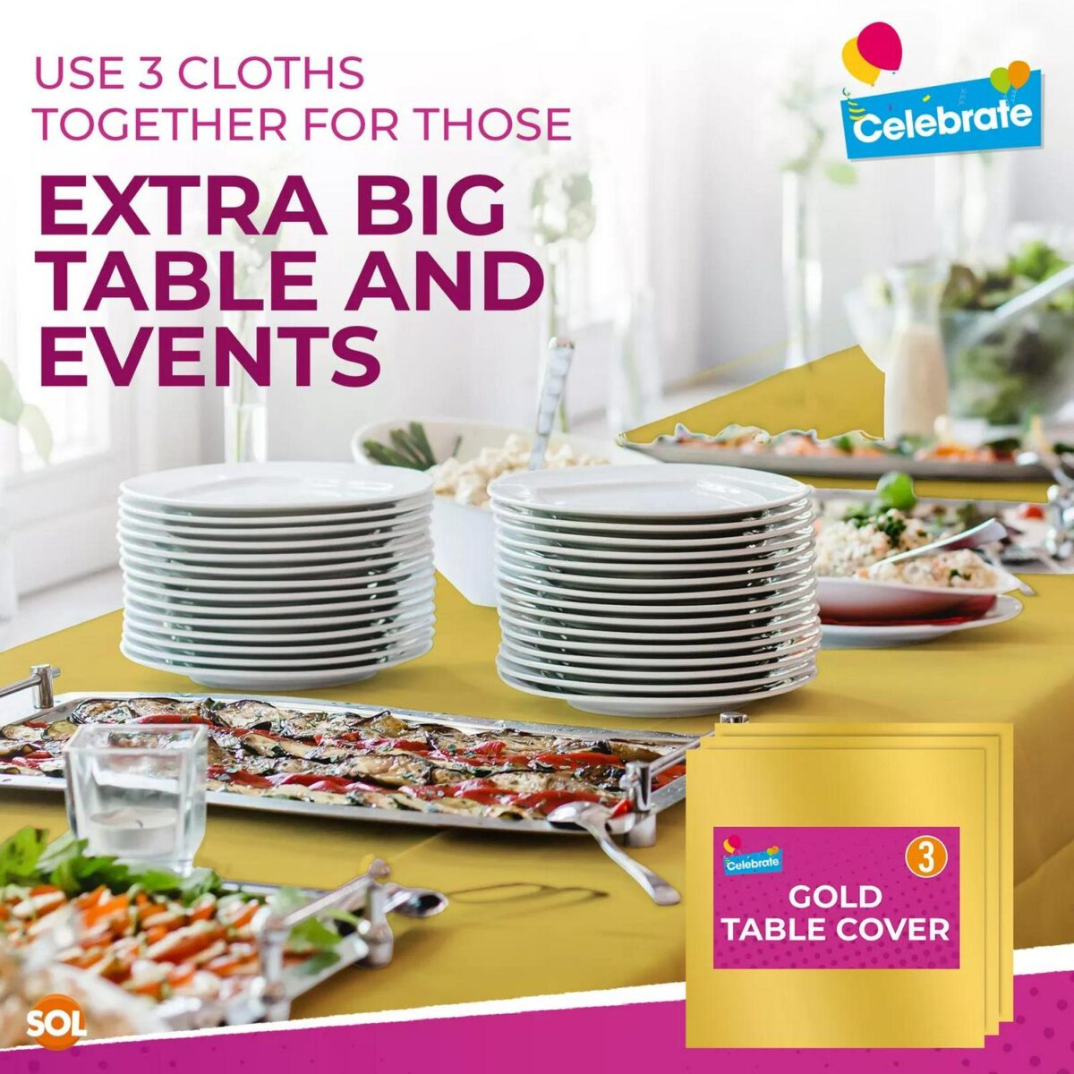3 Gold Plastic Table 098f2ea5bed26e0c09999e3c9b94cca9