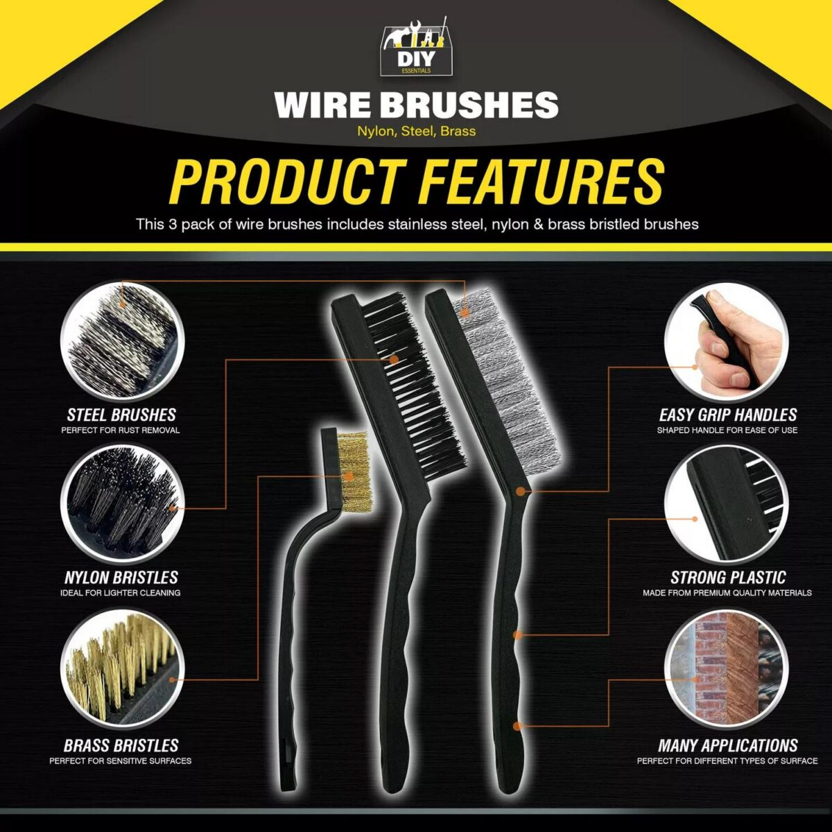 3pk Wire Brush Set S fff4799d6dd4ad123815c0c615cc70d4