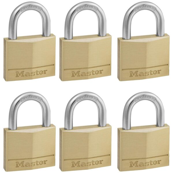 40mm Brass Keyed Alike Padlocks, 6 Pack-