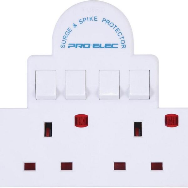 4-Gang Switched UK Mains Plug Adaptor-
