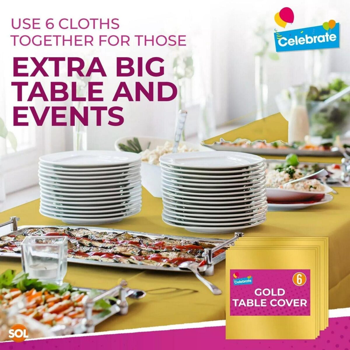 6 Gold Plastic Table 7917250487b3166de554df88e20acca0