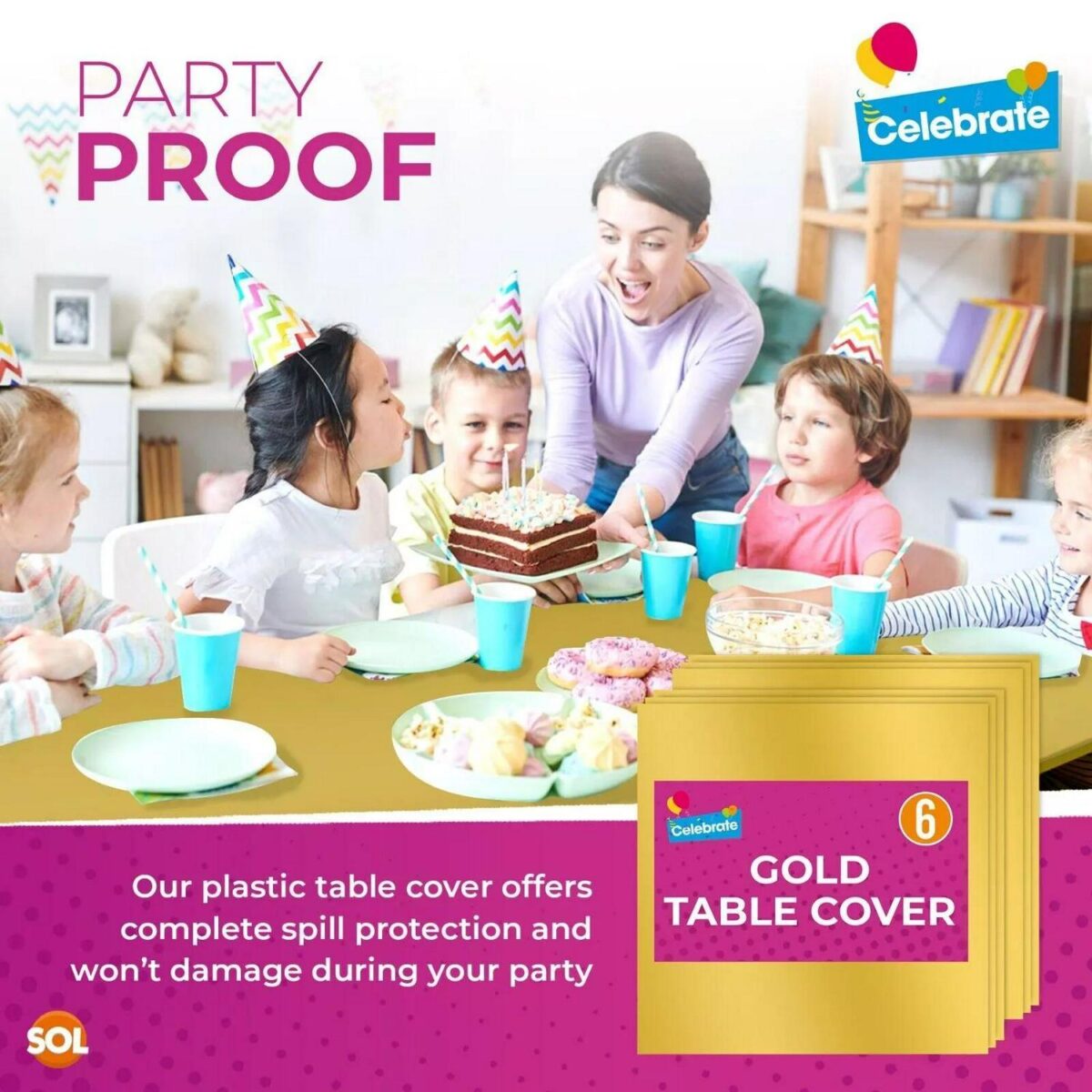 6 Gold Plastic Table 9fdb580cbc9caf9b338e4c7c802d46a8