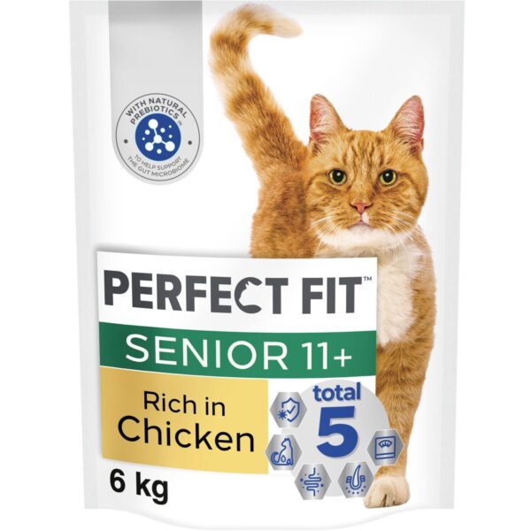 6kg Perfect Fit Advanced Nutrition Senior Complete Dry Cat Food Chicken (4x750g)
