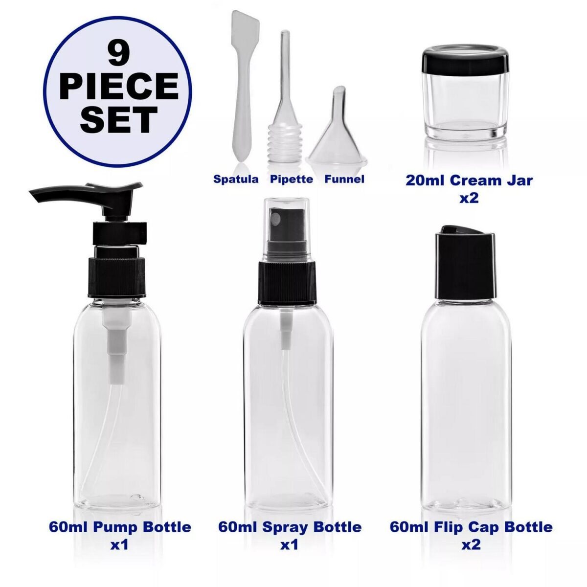 9 Piece Clear Travel 2cca89e917564bd1370ca190cd340e61