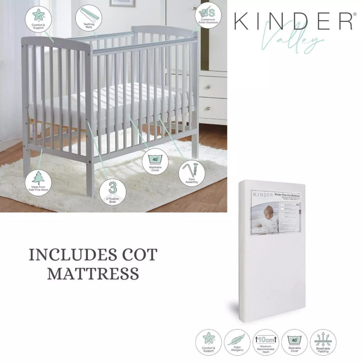 Baby Compact Cot Gre 0179603b910f3a9768b852ad87c6f302