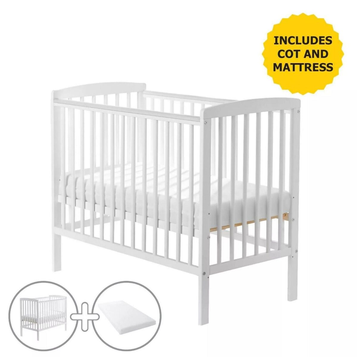 Baby Compact Cot Whi d8da403c31b9b903bcbd6609f7f0b5f2