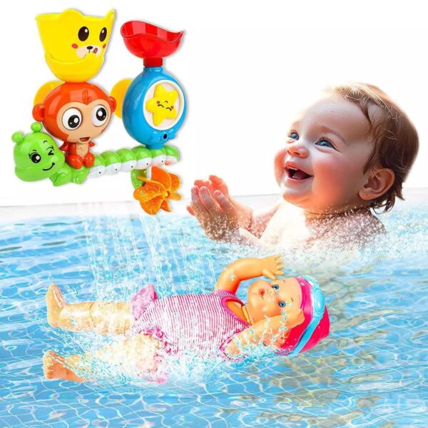 Bath Time Set Swimming Doll Monkey Water Activity Toy Toddler Pool Bath Play Set