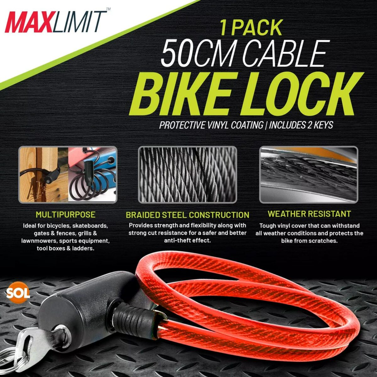 Bike Lock Cable with 85d10ace819829104e1ad1179c8cfcf7