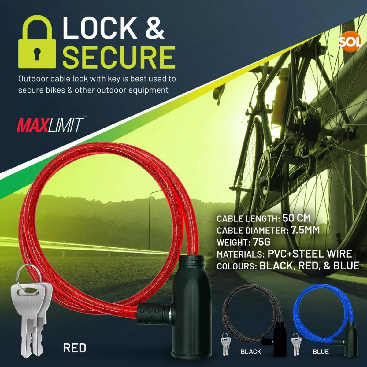 Bike Lock Cable with d23c5f83c2b1f5cb15f5b5e39b0ba932