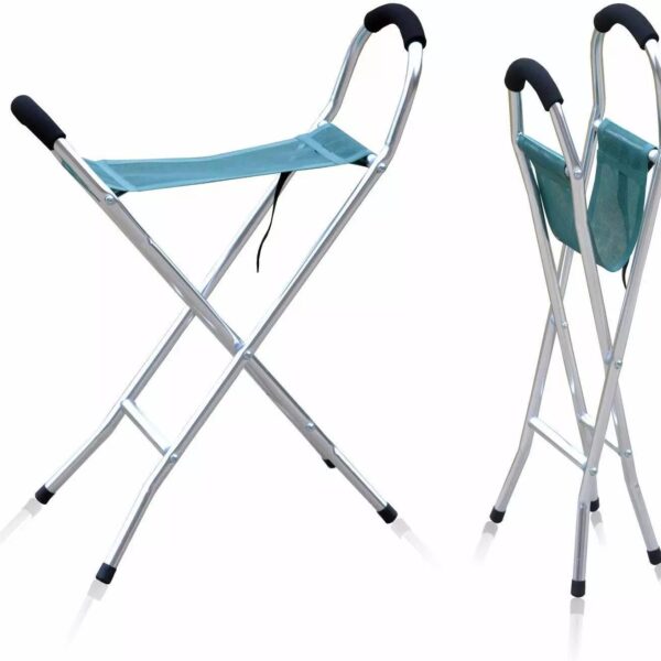 Folding Alloy Walking Stick Chair Stool