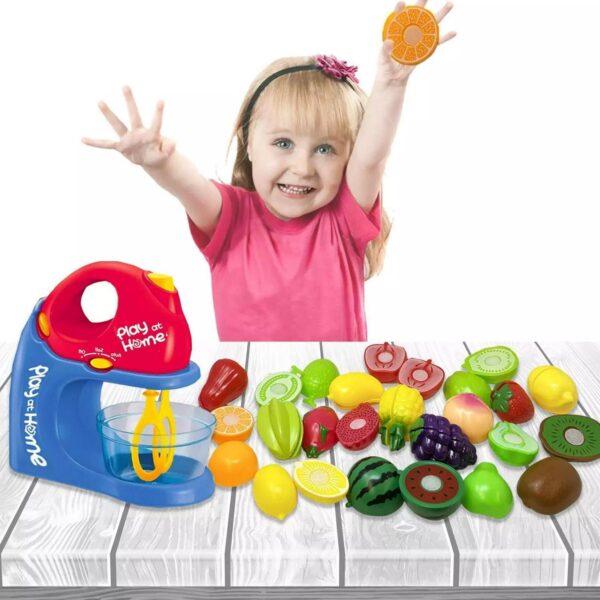 Fruit Vegetable Pretend Play Set with Mixer Kitchen Accessories Play at Home