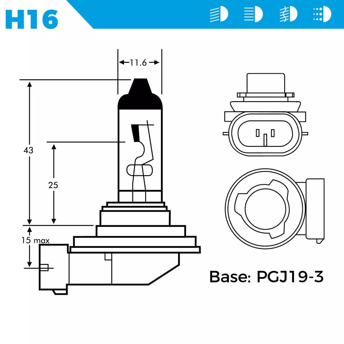 H16 Headlight Bulb R ec7f7f25db764c4c7e2e01d6c46448f5