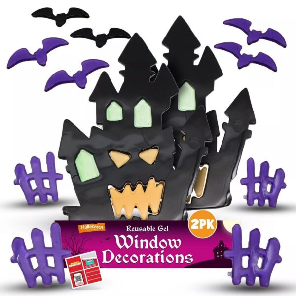 Halloween Window Gel Stickers Skeleton Spooky Scary Gel Clings Glass Decoration