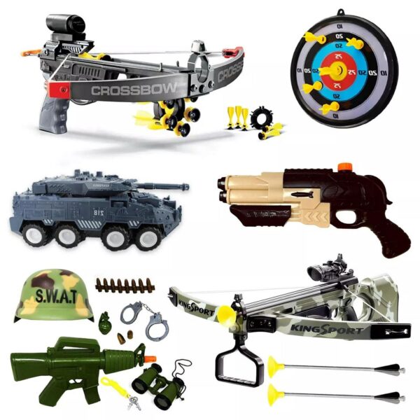 Kids Army Toy Force Rangers Tank Water Gun Car Crossbow Toy Playset Pretend Play