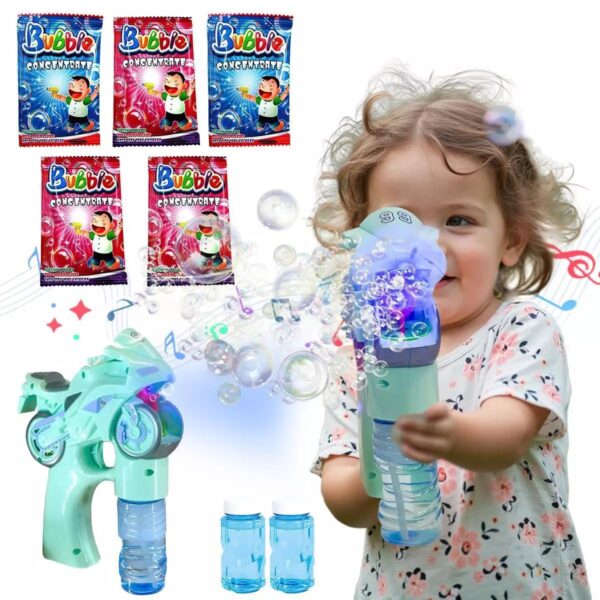 Kids Playset DIY Colourful Bubble Gun Toy 5 Bubble Refill Solution Bubble Blower